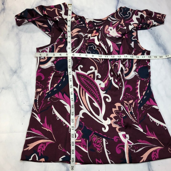 Banana Republic Purple Paisley V Back Satin Blouse - Picture 8 of 8